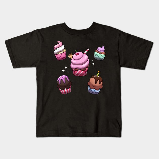 Cute Cupcakes Kids T-Shirt by TheMaskedTooner